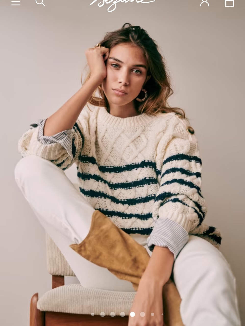 Sezane James Jumper in Ecru/Navy - Picture 10 of 10